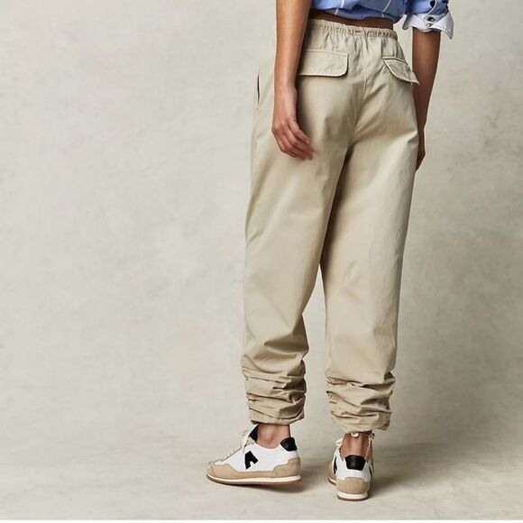 NWOT Free People Parachute Khaki Summer Ruched M Pants Drawstring Pockets Relax - Picture 10 of 11